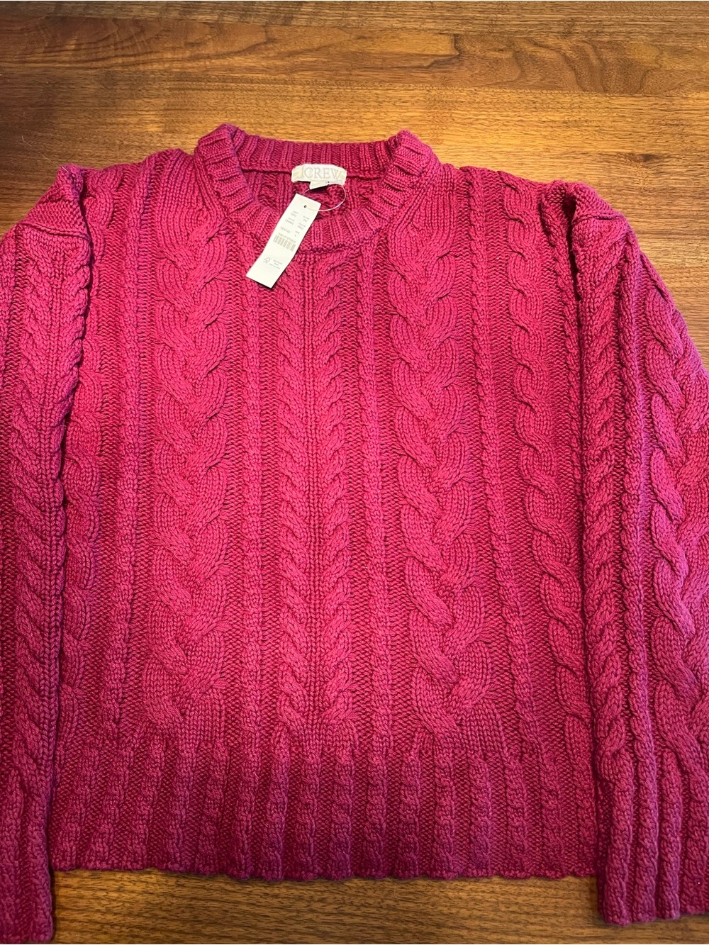 J. Crew Cable Knit Sweater in Deep Berry